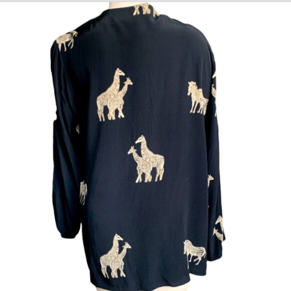 VTG Ilyse Hart Ltd Blazer w/ Attached Button Vest Safari Novelty Print M 24M - Picture 5 of 9